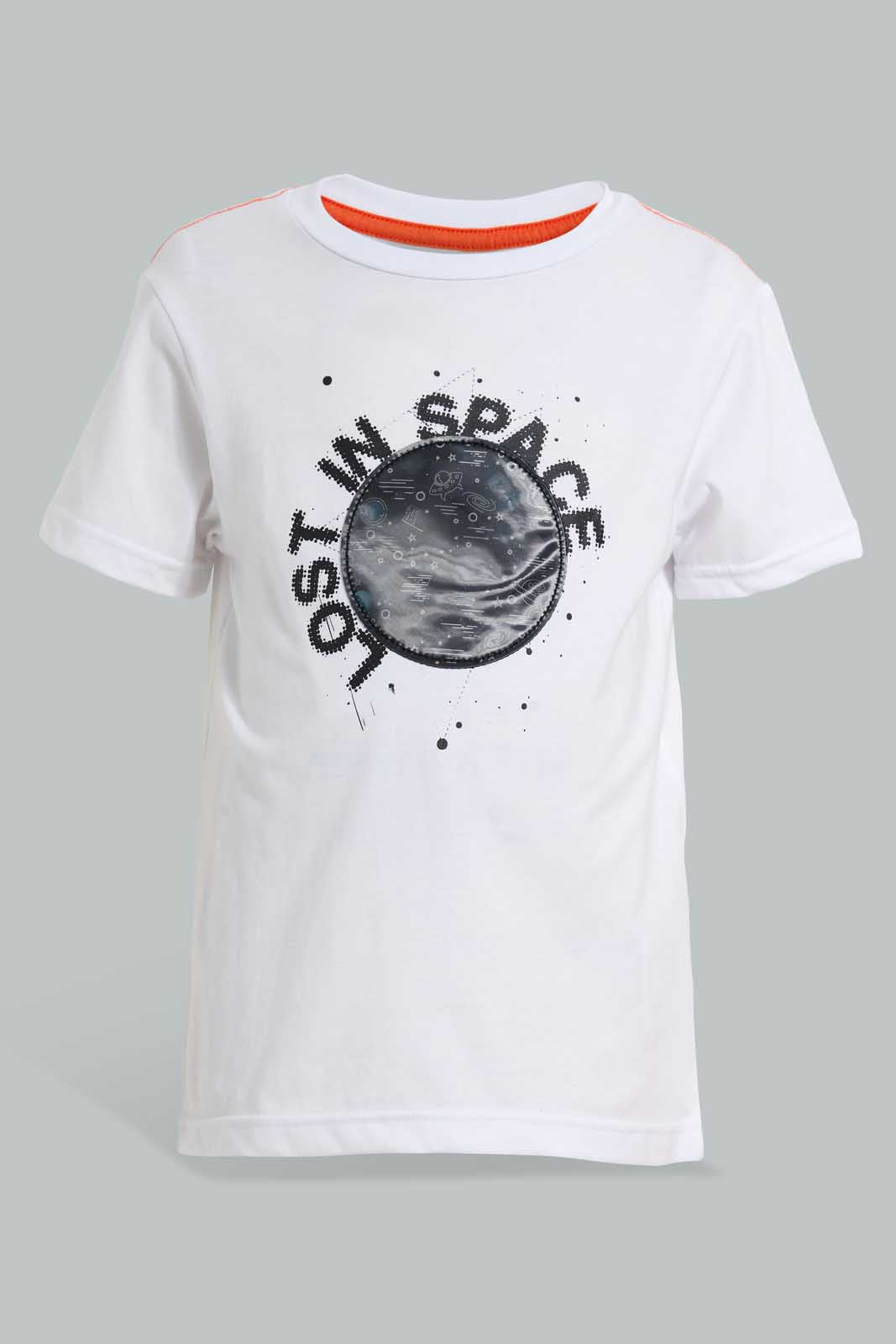 Redtag-White-Space-Lenticular-Print-T-Shirt-And-Short-Set-Sets-Boys-2 to 8 Years