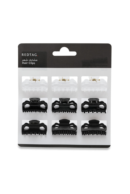 Redtag-Black-Hair-Clutcher-Set-9-Pcs-365,-Category:Hair-Accessories,-Colour:Black,-Filter:Travel-Accessories,-IMP-Hair-Accessories,-New-In,-New-In-IMP-ACC,-Non-Sale,-Section:Homewares-Check-