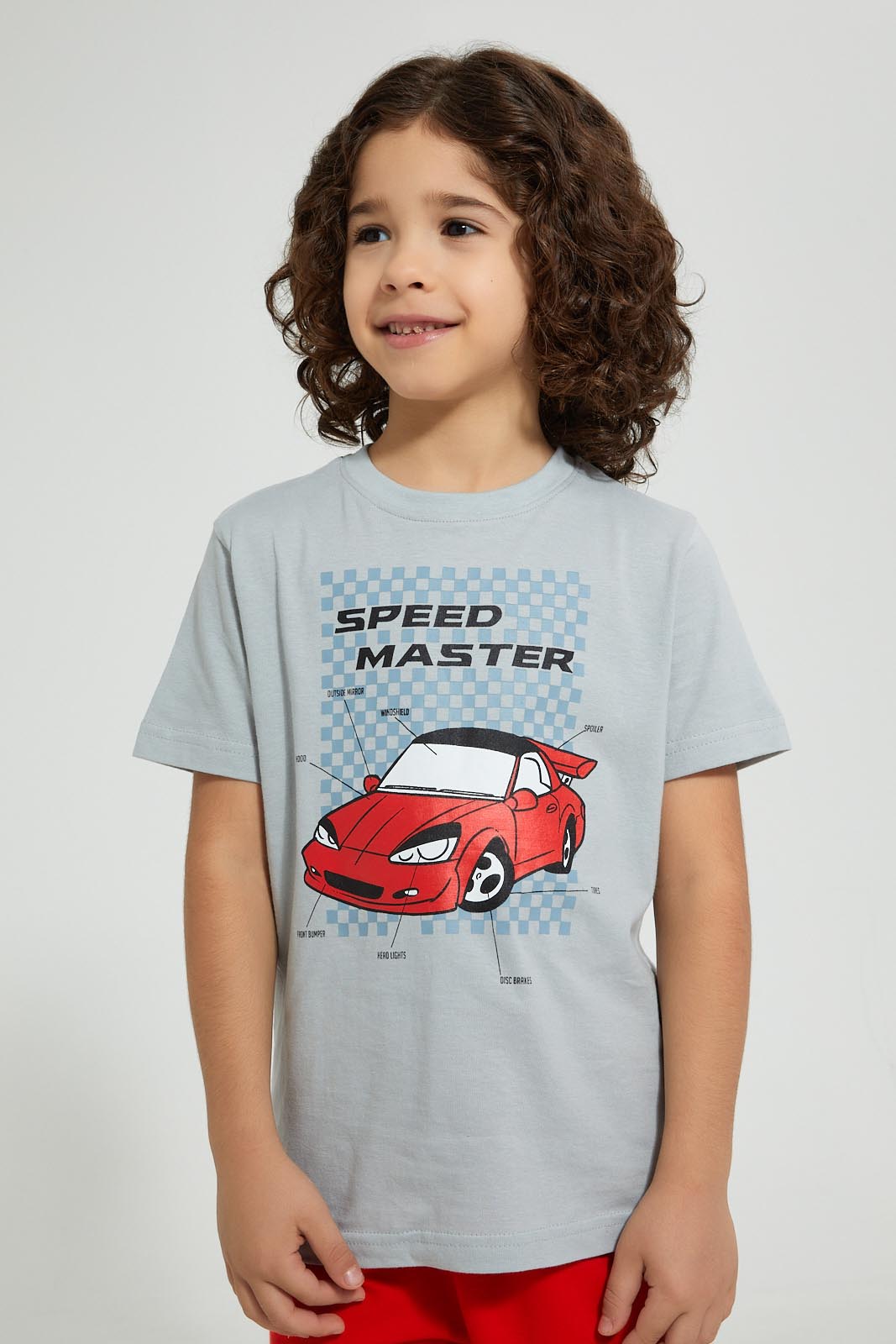 Redtag-Blue-Speed-Monster-Print-T-Shirt-And-Shorts-Set-Sets-Boys-2 to 8 Years