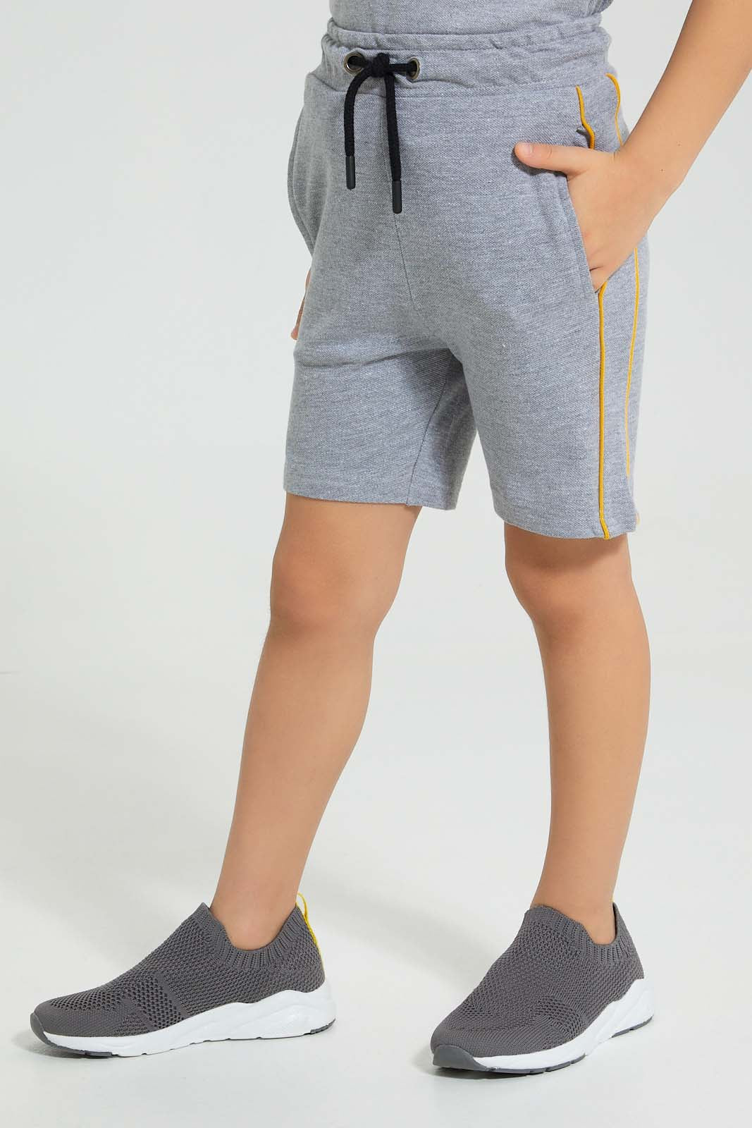 Redtag-Grey-Marl-Pique-Terry-Hooded-And-Shorts-Set-Boys-Sets,-Colour:Grey,-Filter:Boys-(2-to-8-Yrs),-New-In,-New-In-BOY,-Non-Sale,-S22A,-Section:Kidswear-Boys-2 to 8 Years