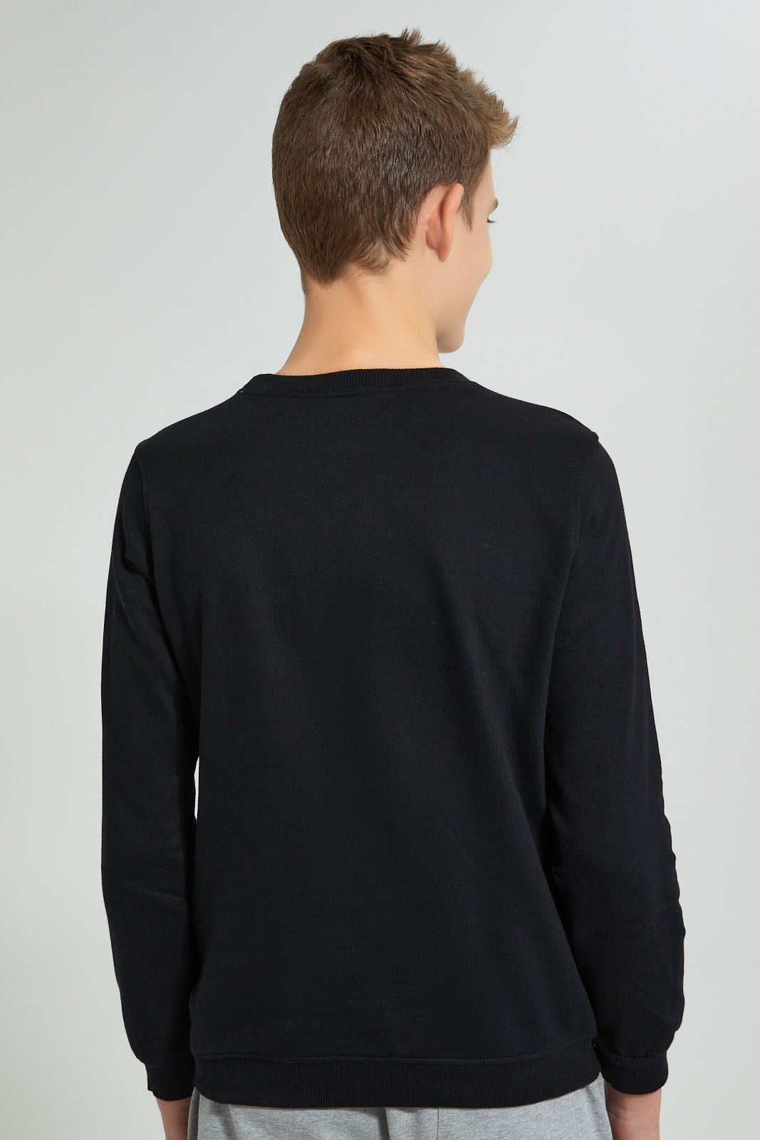 Redtag-Black-Astronaut-Drums-Sweat-T-Shirt-Long-Sleeves-Senior-Boys-9 to 14 Years