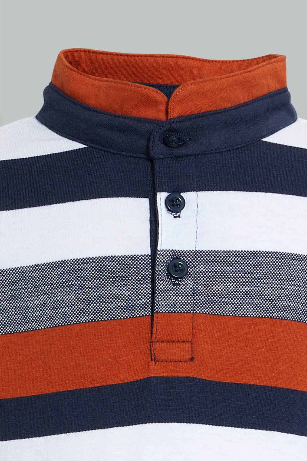 Redtag-White-Horizontal-Stripe-Stand-Collar-Polo-Shirt-Boys-T-Shirts,-Colour:White,-Filter:Boys-(2-to-8-Yrs),-New-In,-New-In-BOY,-Non-Sale,-S22A,-Section:Kidswear-Boys-2 to 8 Years