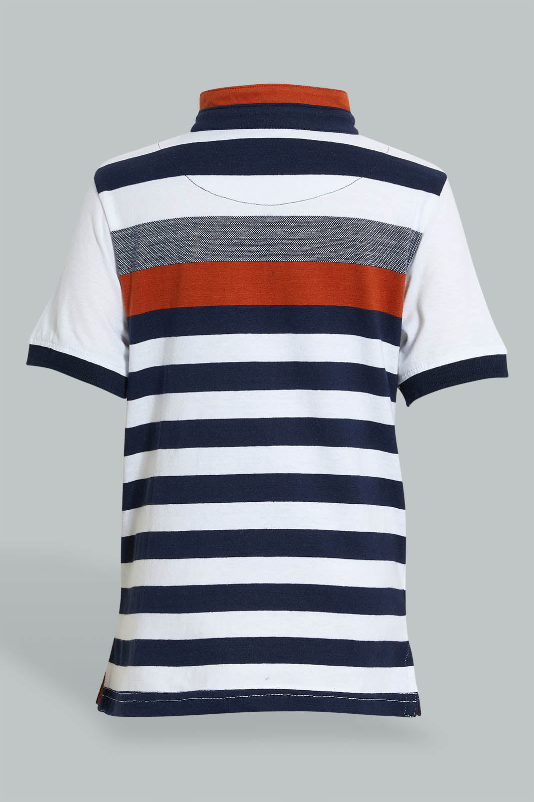 Redtag-White-Horizontal-Stripe-Stand-Collar-Polo-Shirt-Boys-T-Shirts,-Colour:White,-Filter:Boys-(2-to-8-Yrs),-New-In,-New-In-BOY,-Non-Sale,-S22A,-Section:Kidswear-Boys-2 to 8 Years
