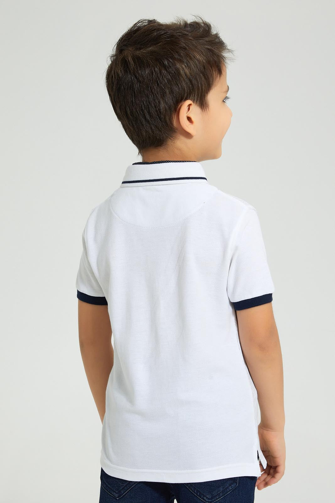 Redtag-White-Double-Collar-Polo-Shirt-Boys-T-Shirts,-Colour:White,-Filter:Boys-(2-to-8-Yrs),-New-In,-New-In-BOY,-Non-Sale,-S22B,-Section:Kidswear-Boys-2 to 8 Years