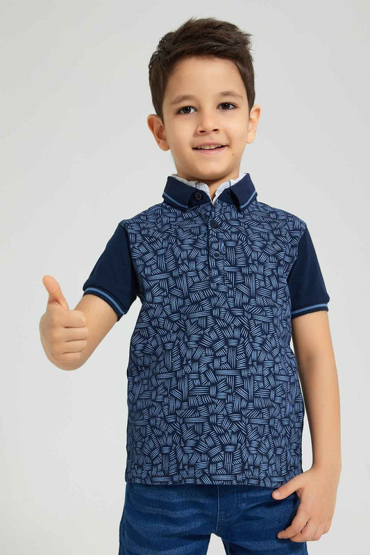 Redtag-Navy-Double-Collar-Polo-Shirt-Boys-T-Shirts,-Colour:Navy,-Filter:Boys-(2-to-8-Yrs),-New-In,-New-In-BOY,-Non-Sale,-S22B,-Section:Kidswear-Boys-2 to 8 Years