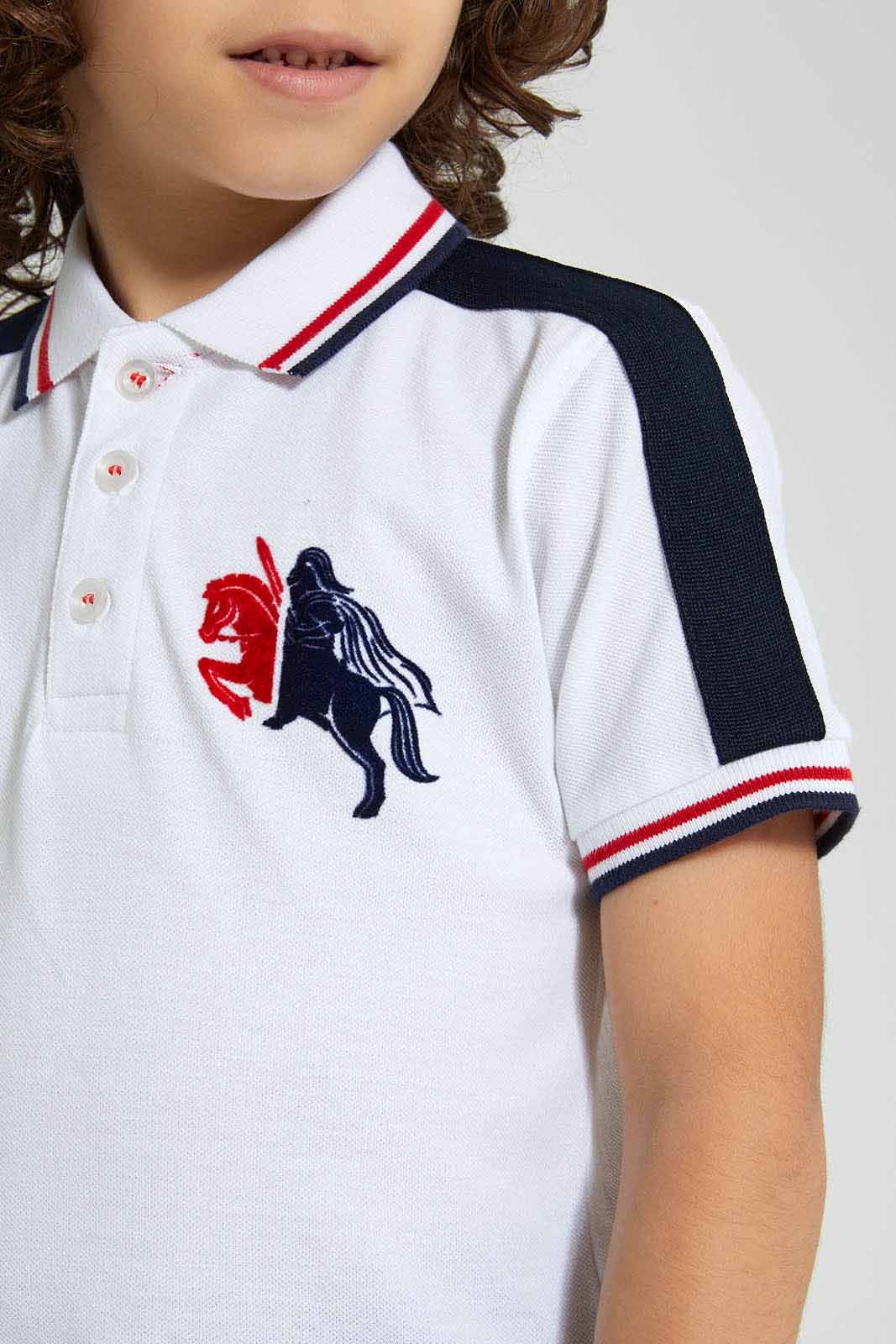 Redtag-White-Polo-Shirt-With-Horse-Logo-Polo-Shirts-Boys-2 to 8 Years