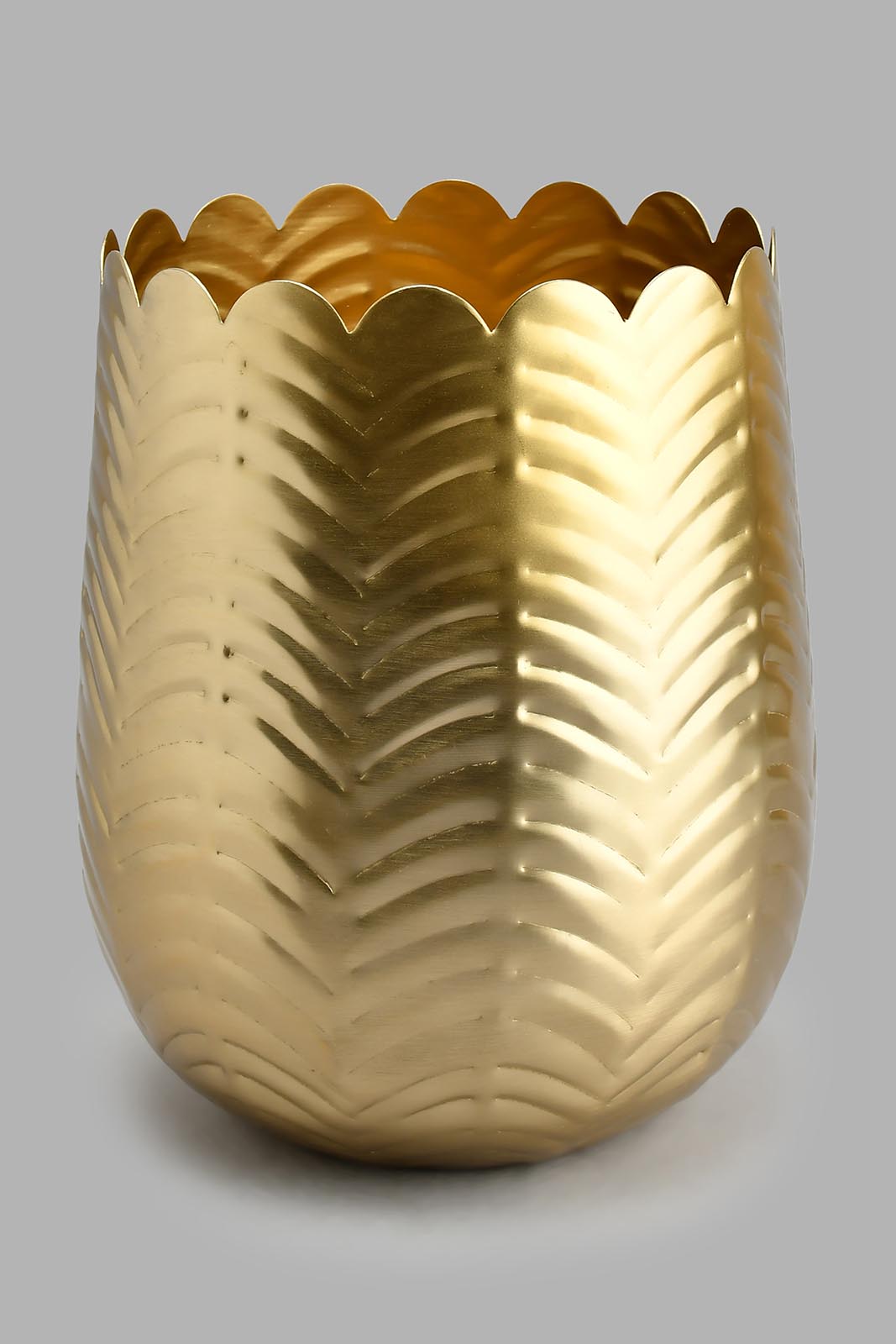 Redtag-Gold-Cylinder-Ribbed-Planter-Vase-Home-Decor-