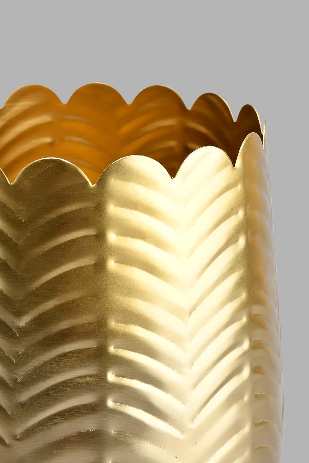 Redtag-Gold-Cylinder-Ribbed-Planter-Vase-Home-Decor-