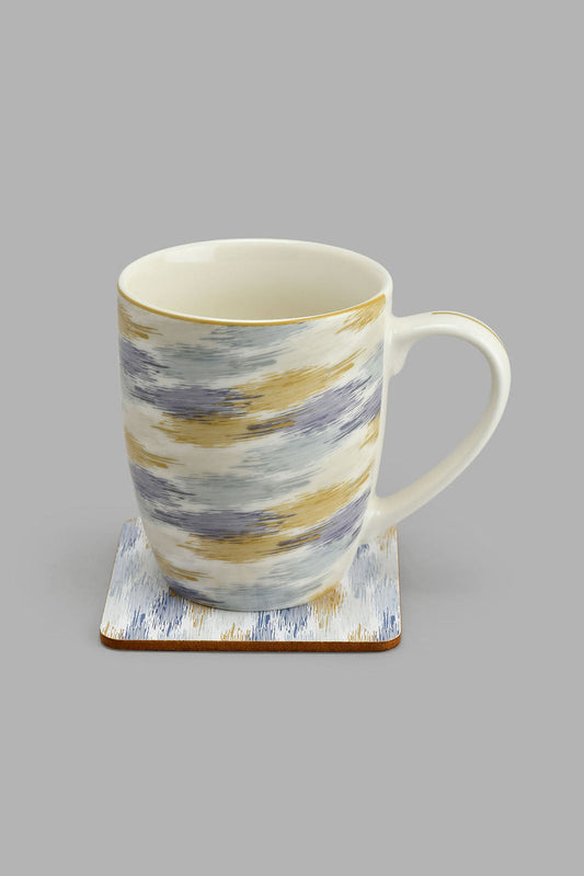 Multicolor Mug With Wooden Coaster (2 Piece)