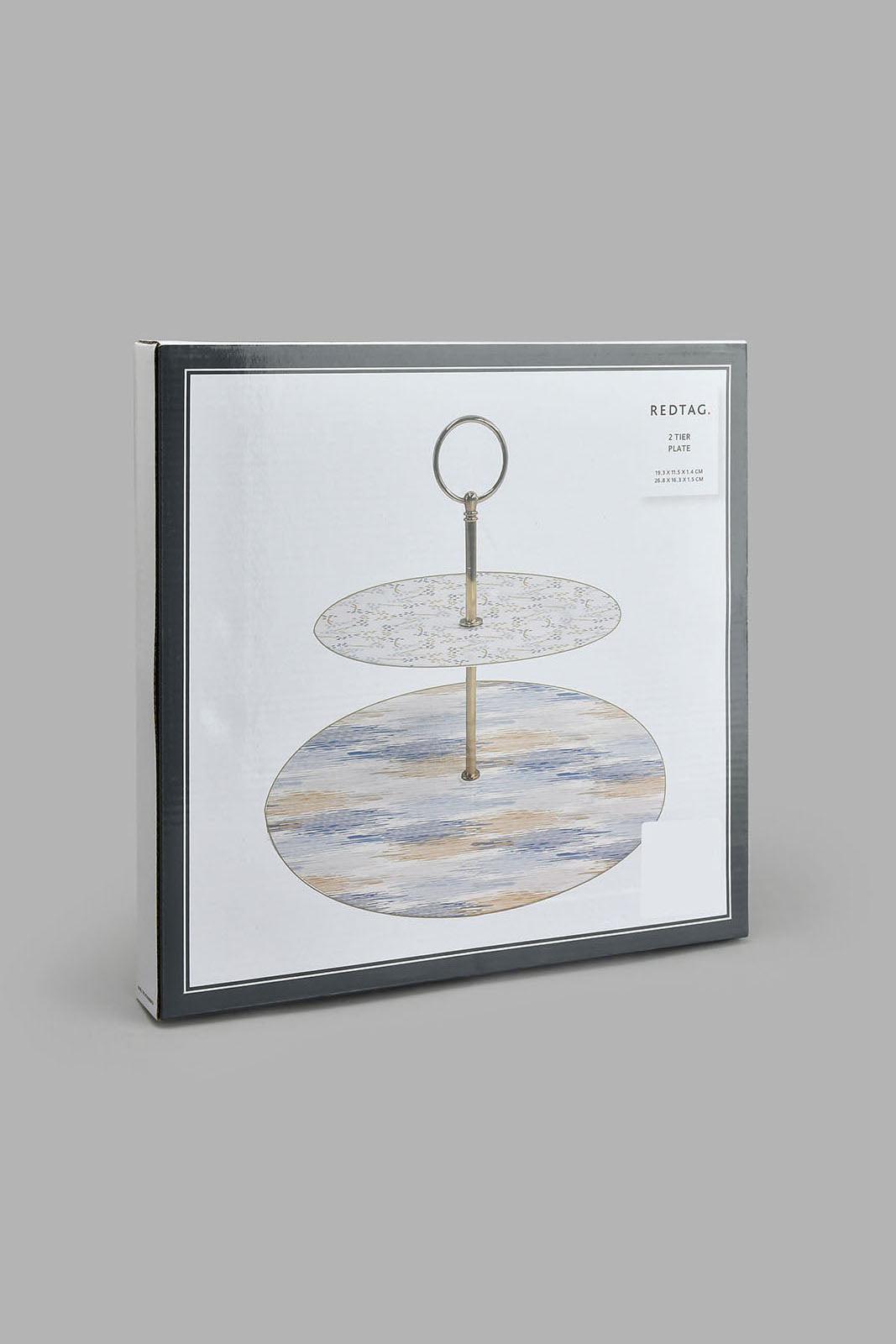 Redtag-Multicolor-Geometric-2-Tier-Plate-Colour:Multicolour,-Filter:Home-Dining,-HMW-DIN-Crockery-Sets,-New-In,-New-In-HMW-DIN,-Non-Sale,-S22A,-Section:Homewares-Home-Dining-