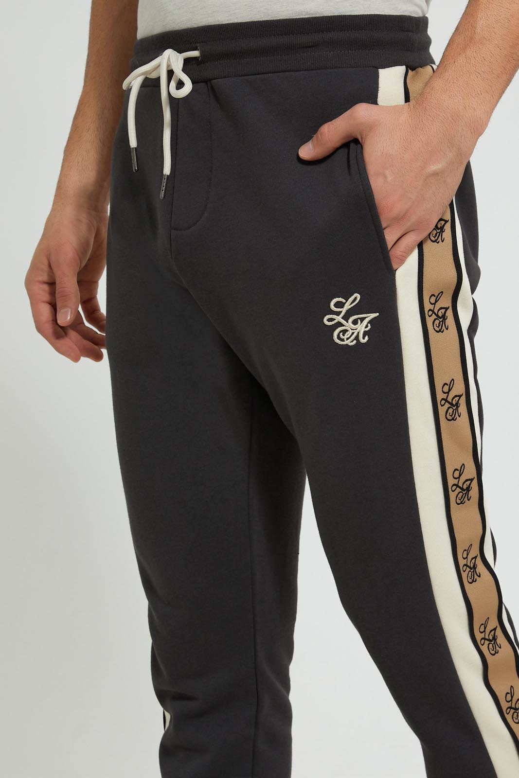 Redtag-Dark-Grey-Track-Pant-With-Side-Tape-Joggers-Men's-