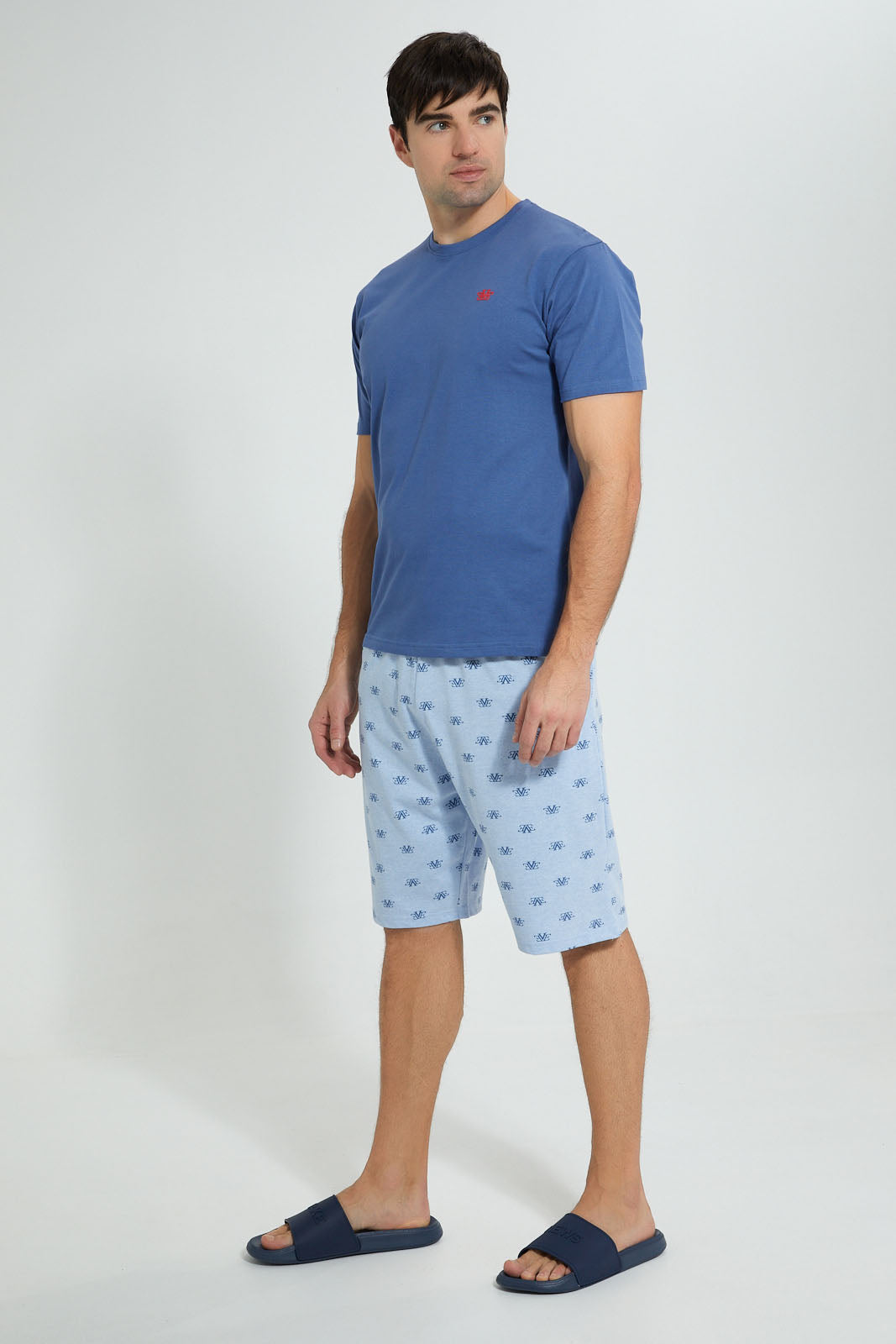 Redtag-Blue-Print-Pyjama-Set-(2-Piece)-Pyjama-Sets-Men's-