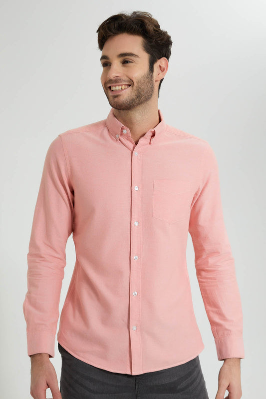 Redtag-Mint-Orange-Button-Down-Oxford-Shirt-Colour:Orange,-Filter:Men's-Clothing,-Men-Shirts,-New-In,-New-In-Men,-Non-Sale,-S22A,-Section:Men-Men's-