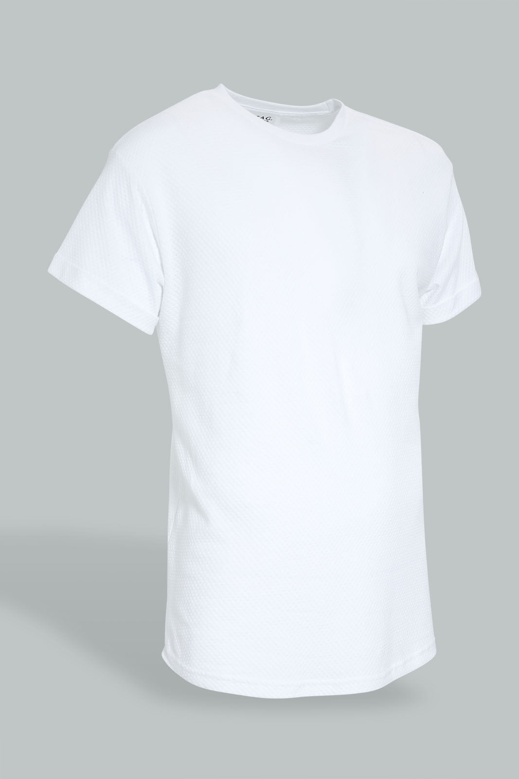 Redtag-White-Jacquard-Fabric-T-Shirt-Plain-Men's-