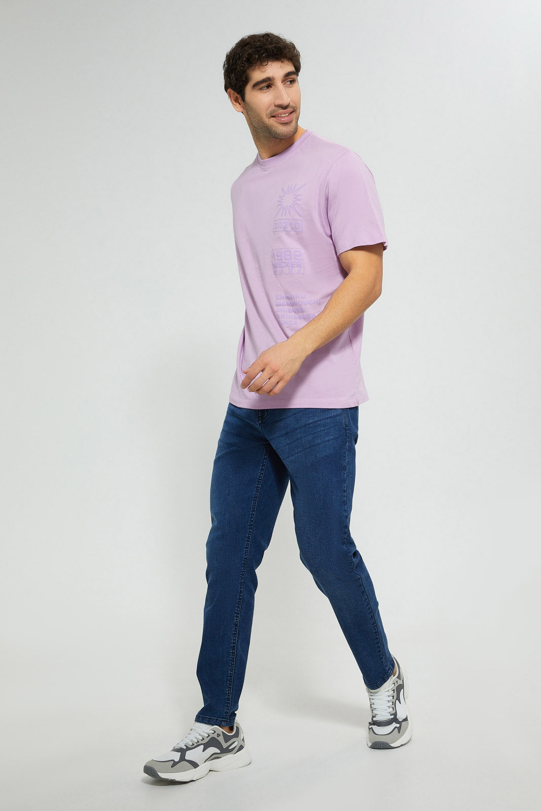 Redtag-Purple-Printed-T-Shirt-Graphic-Prints-Men's-