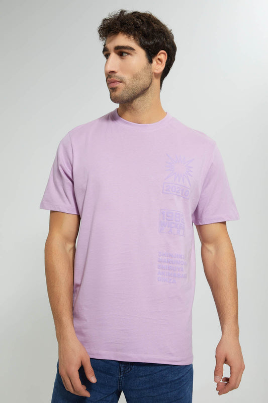 Redtag-Purple-Printed-T-Shirt-Graphic-Prints-Men's-
