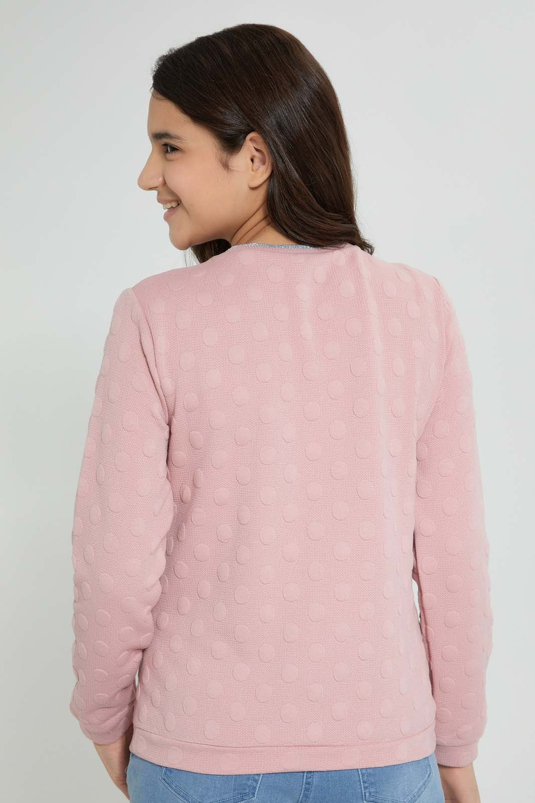 Redtag-Pink-Jacquard-SweaT-Shirt-Sweatshirts-Senior-Girls-9 to 14 Years