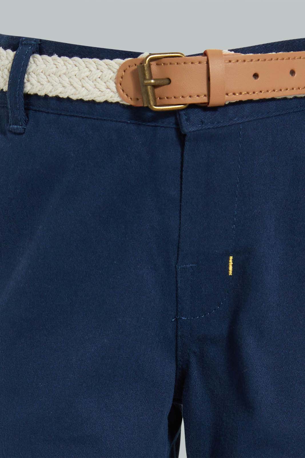 Redtag-Navy-Breaded-Belt-Chino-Pant-Chinos-Infant-Boys-3 to 24 Months