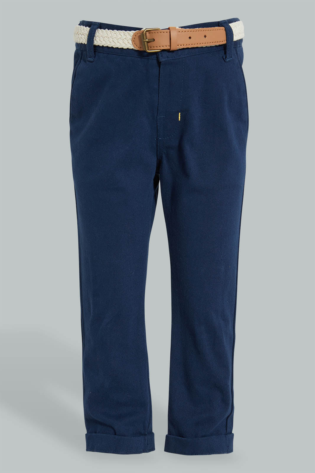 Redtag-Navy-Breaded-Belt-Chino-Pant-Chinos-Infant-Boys-3 to 24 Months