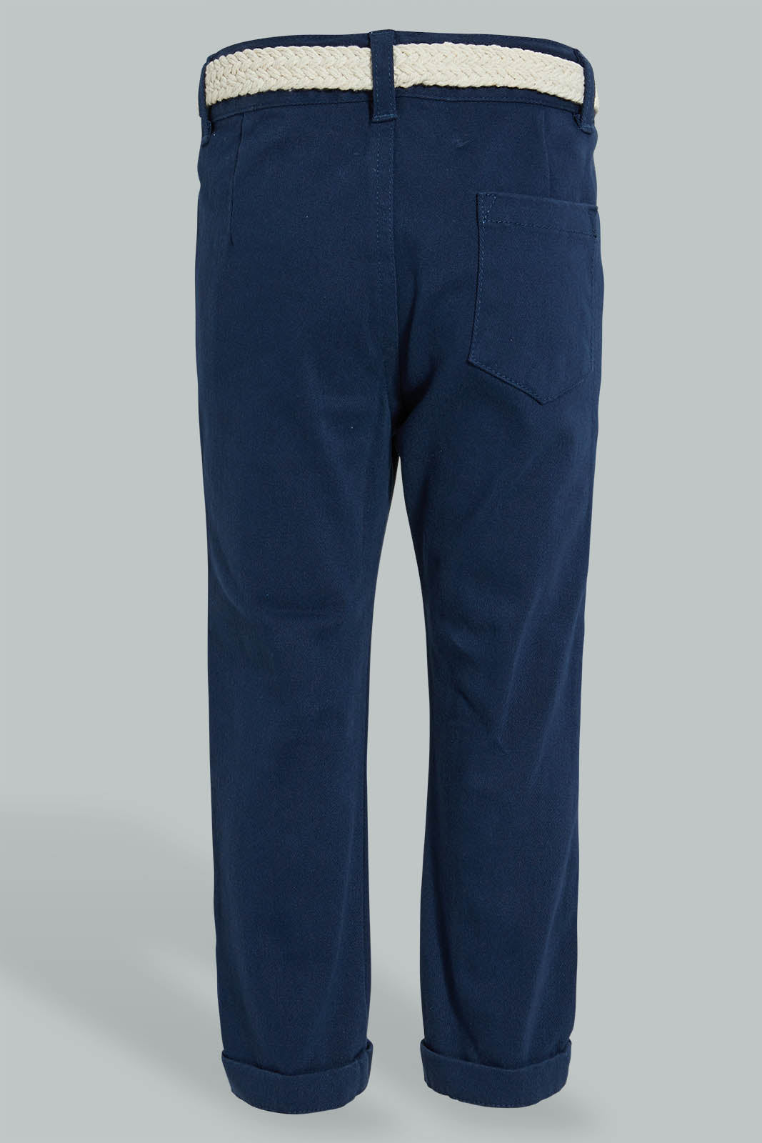 Redtag-Navy-Breaded-Belt-Chino-Pant-Chinos-Infant-Boys-3 to 24 Months