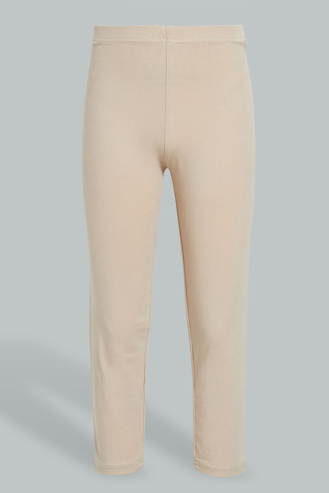 Redtag-Beige/Grey-Melange-Capri-2-Packs-Leggings-Senior-Girls-9 to 14 Years