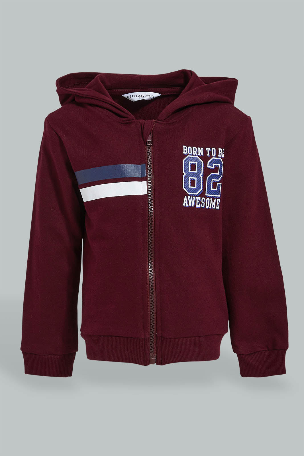 Redtag-Burgundy-Hoody-Zipper-Sweatshirt-Sweatshirts-Infant-Boys-3 to 24 Months