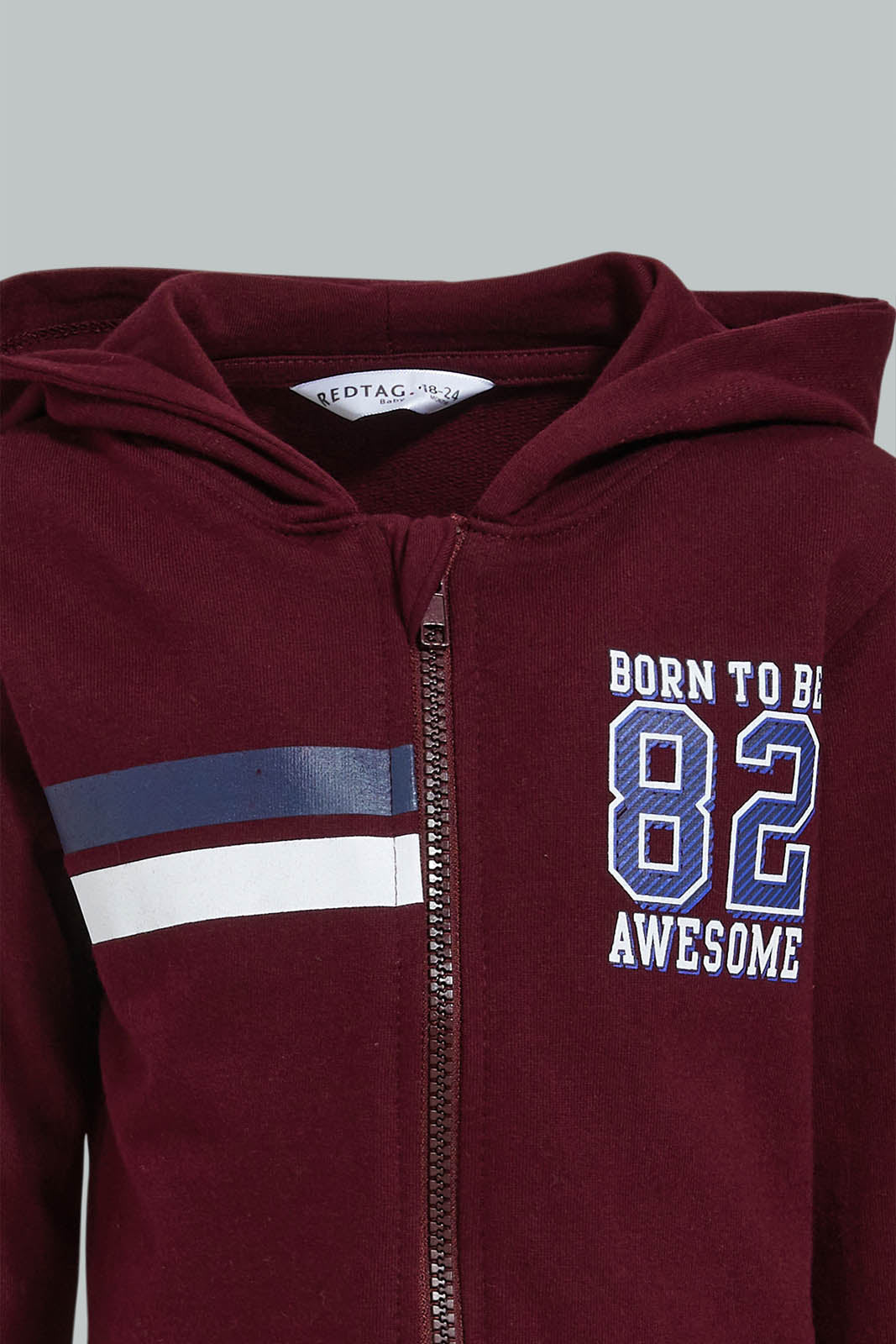 Redtag-Burgundy-Hoody-Zipper-Sweatshirt-Sweatshirts-Infant-Boys-3 to 24 Months