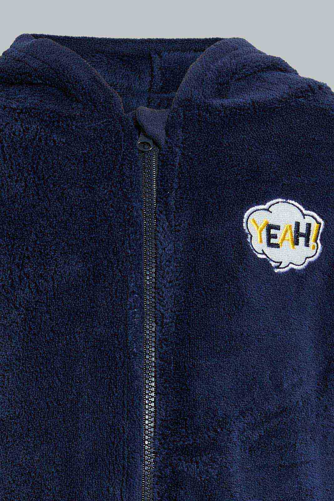 Redtag-Navy-Fluffy-Hoody-Onsie-Pj-Set-Pyjama-Sets-Infant-Boys-3 to 24 Months