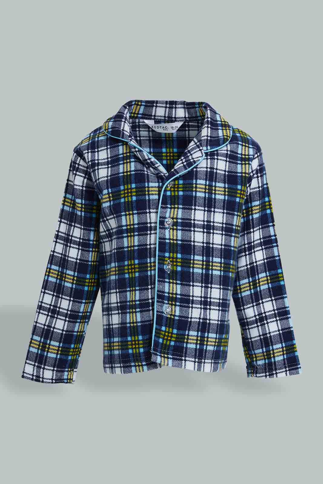 Redtag-Black-Checkered-Flannel-2-Pack-Pj-Set-Pyjama-Sets-Infant-Boys-3 to 24 Months