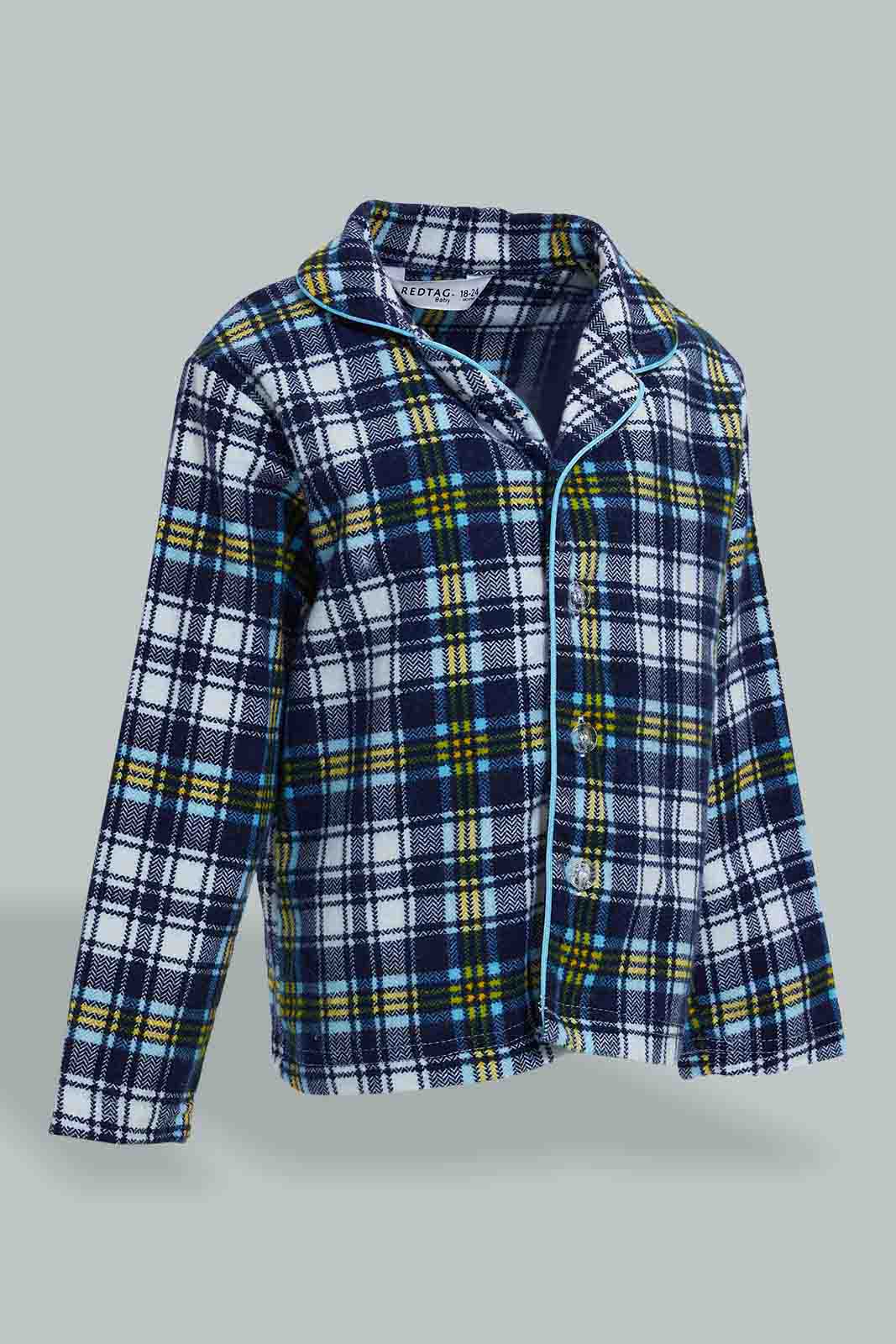 Redtag-Black-Checkered-Flannel-2-Pack-Pj-Set-Pyjama-Sets-Infant-Boys-3 to 24 Months