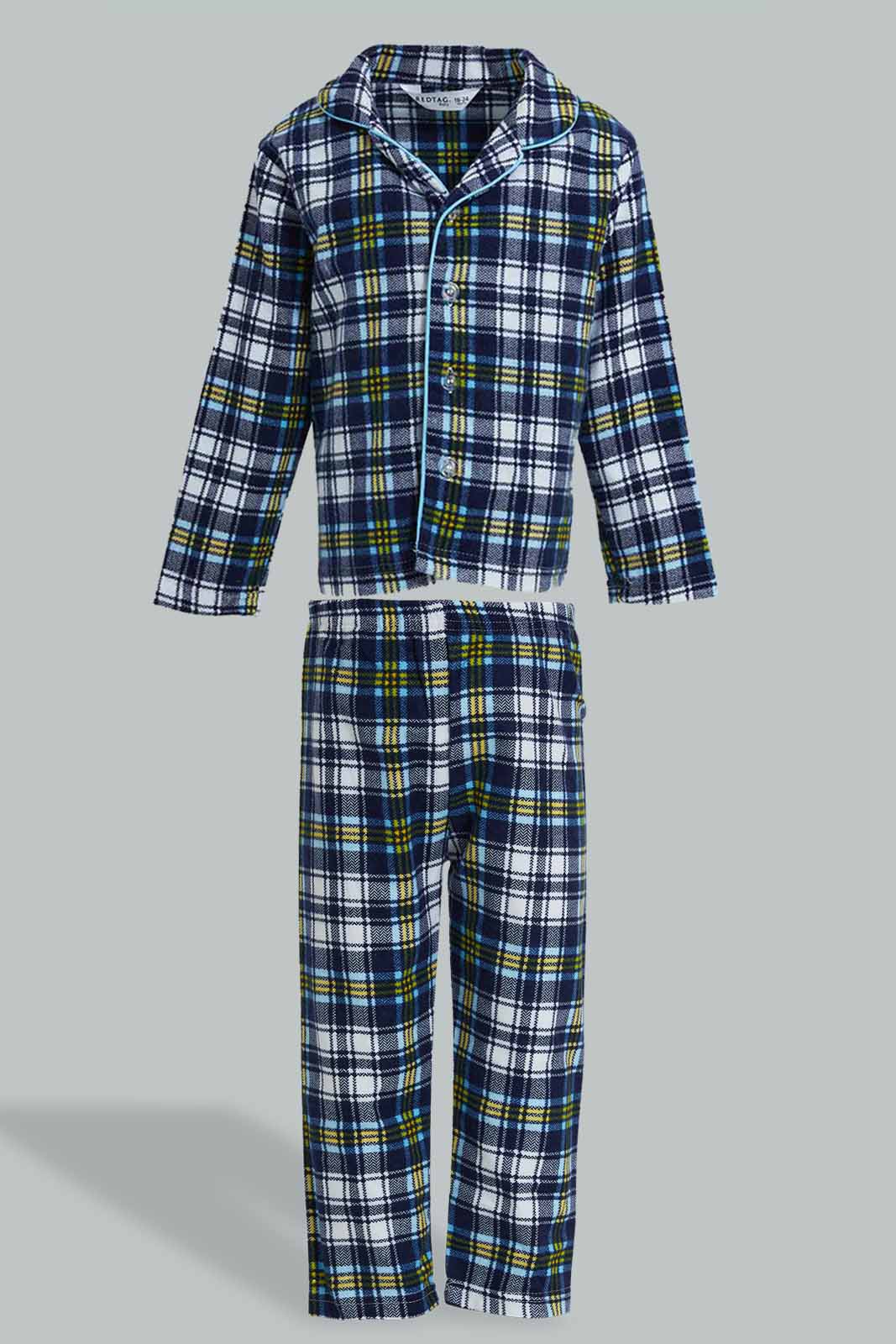 Redtag-Black-Checkered-Flannel-2-Pack-Pj-Set-Pyjama-Sets-Infant-Boys-3 to 24 Months