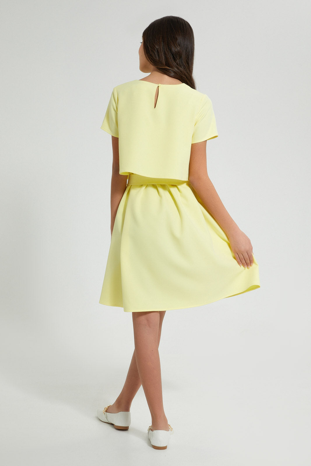 Redtag-Yellow-Twofer-Dress-Dresses-Senior-Girls-9 to 14 Years