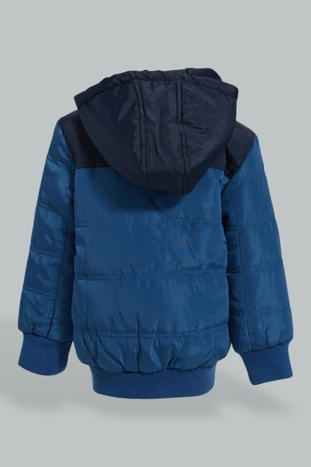 Redtag-Blue-Padded-Jacket-With-Hoody-Jackets-Infant-Boys-3 to 24 Months