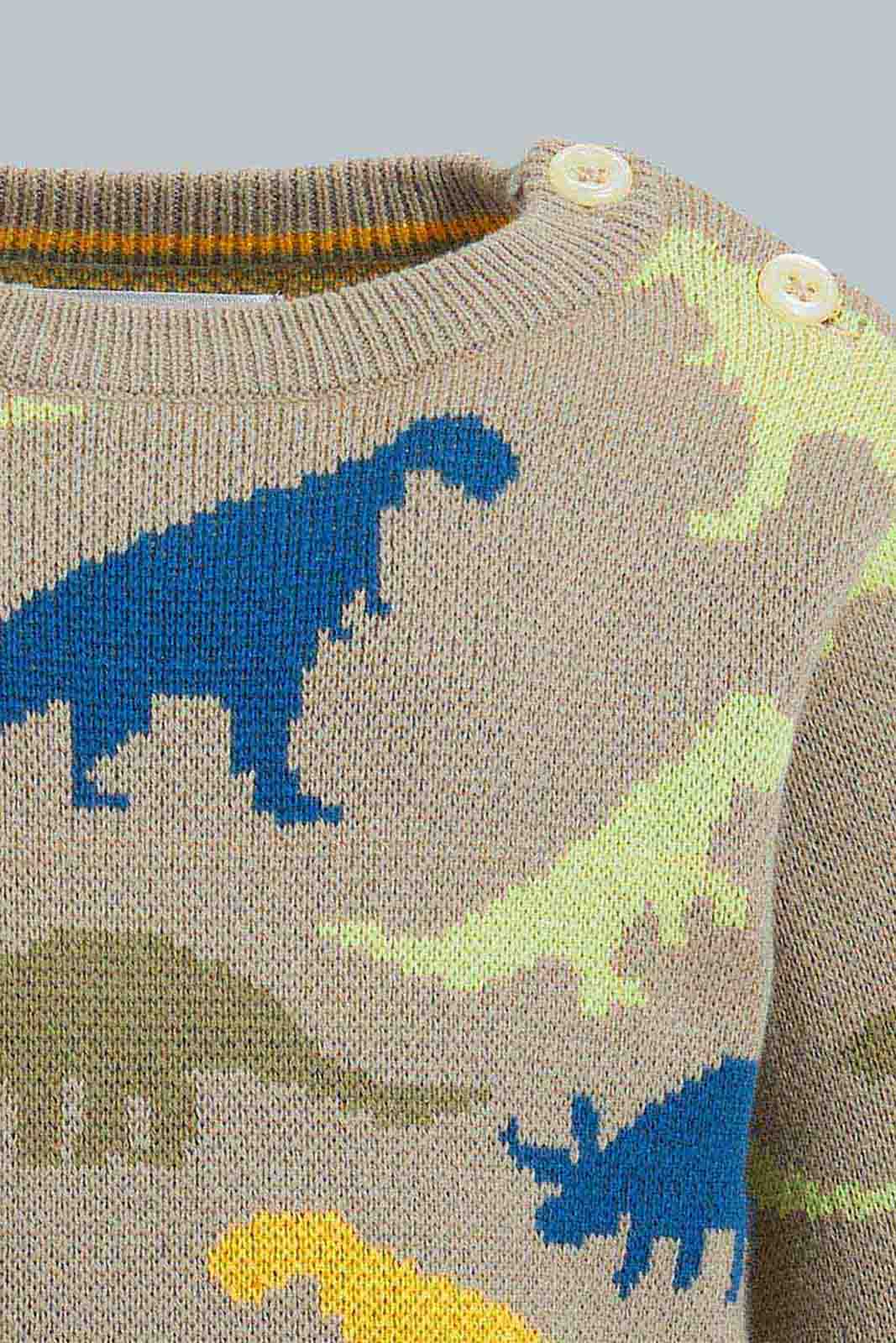 Redtag-Grey-Dino-Printed-Pullover-Pullovers-Infant-Boys-3 to 24 Months