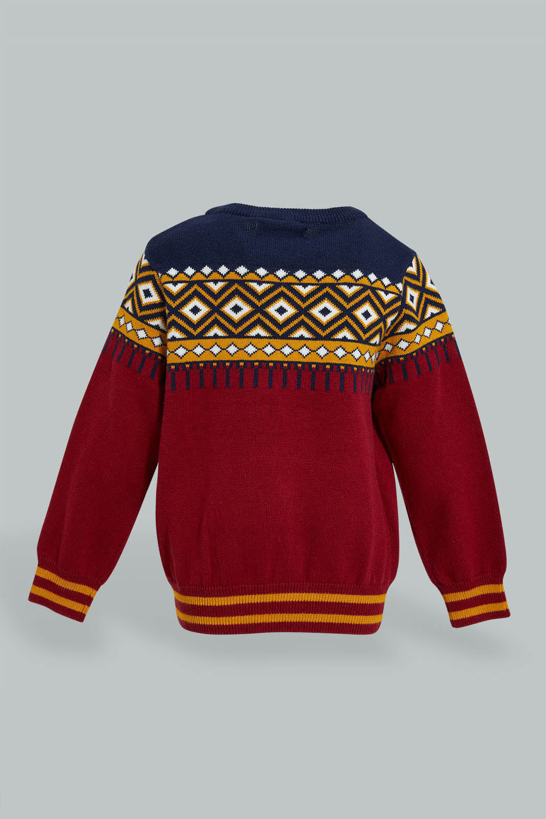 Redtag-Red-Jacquard-Design-Pullover-Pullovers-Infant-Boys-3 to 24 Months
