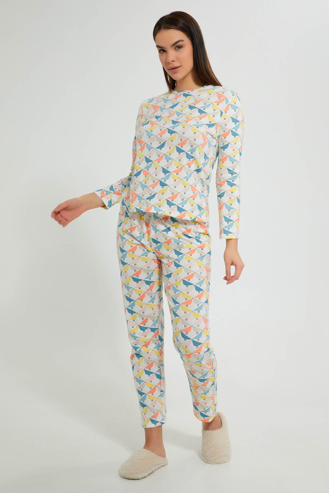 Redtag-Offwhite-Printed-Pyjama-Set-Pyjama-Sets-Women's-