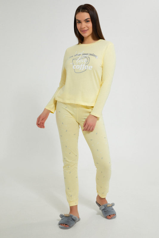 Redtag-Yellow-In-The-Morning-Printed-Pyjama-Set-Pyjama-Sets-Women's-