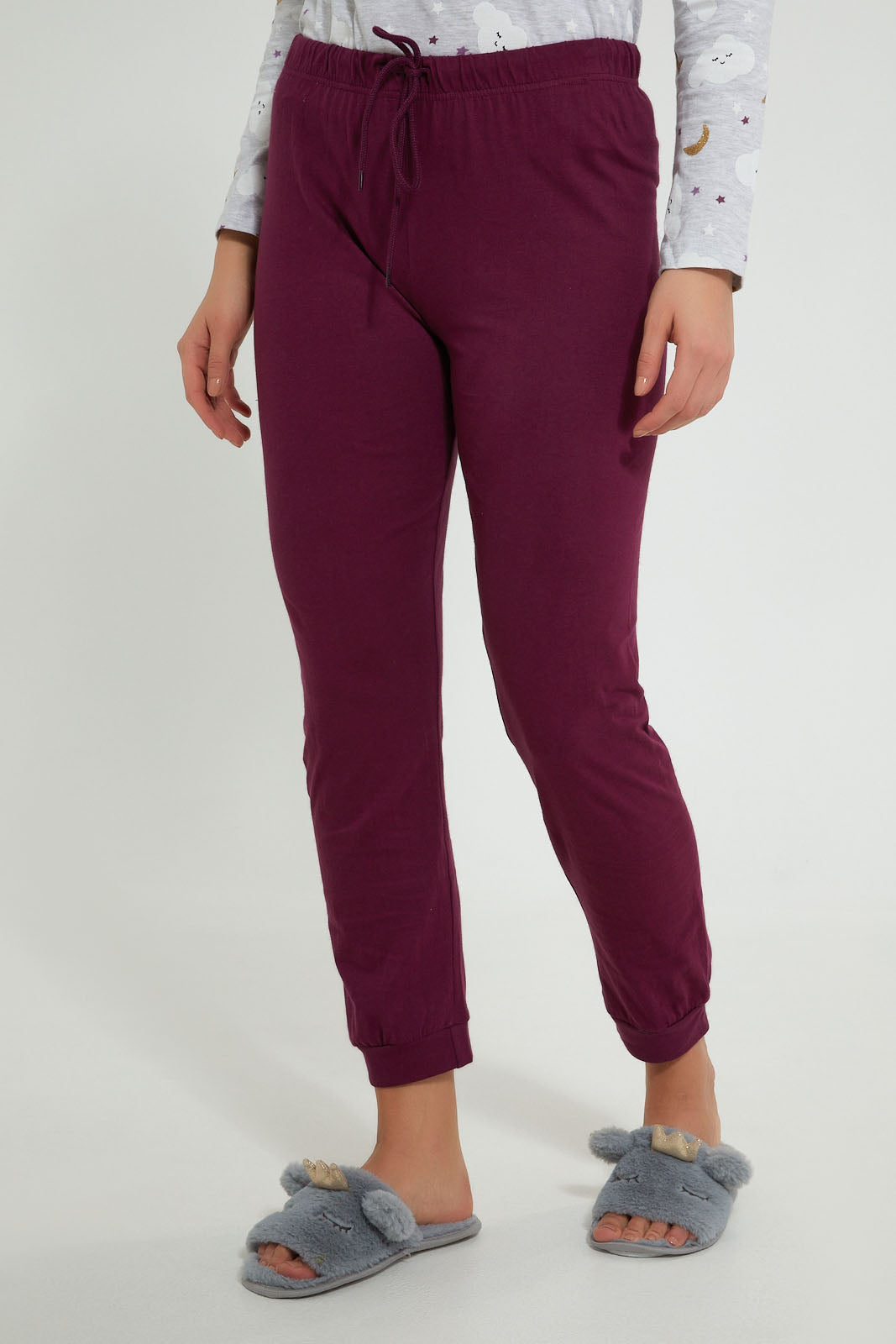 Redtag-Grey-Melange-Printed-Pyjama-Set-Pyjama-Sets-Women's-