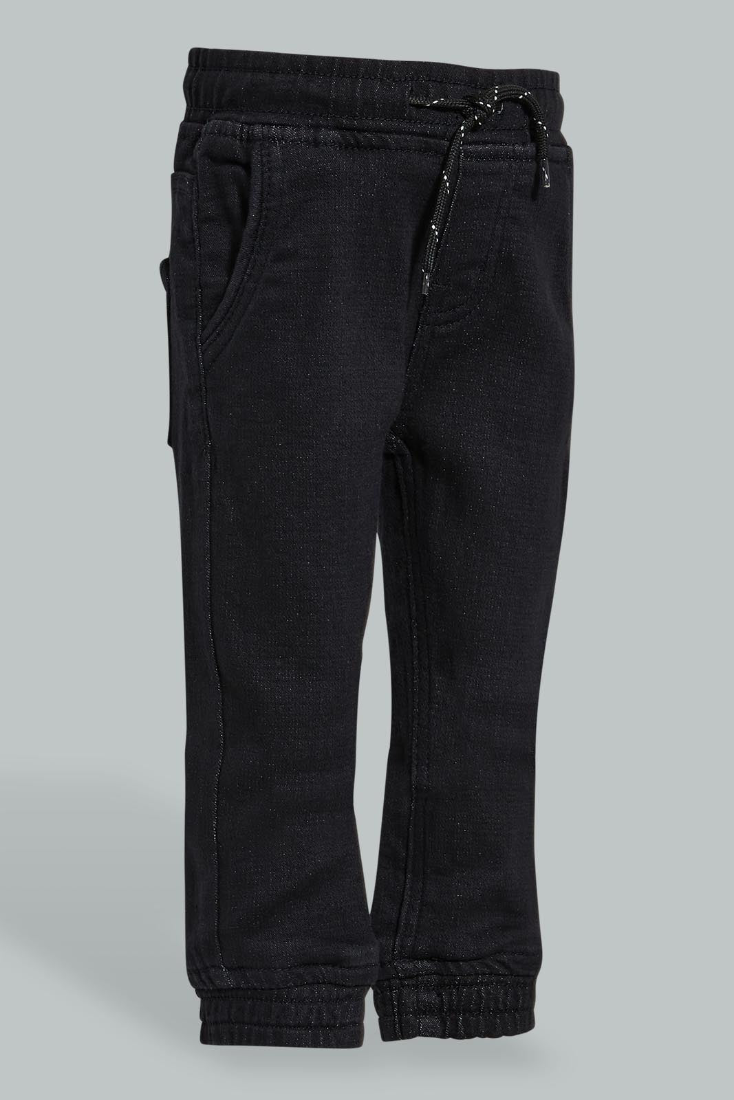 Redtag-Black-Wash-Knit-Denim-Jeans-Slim-Fit-Infant-Boys-3 to 24 Months