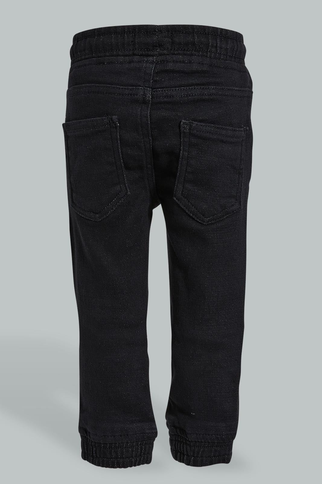 Redtag-Black-Wash-Knit-Denim-Jeans-Slim-Fit-Infant-Boys-3 to 24 Months