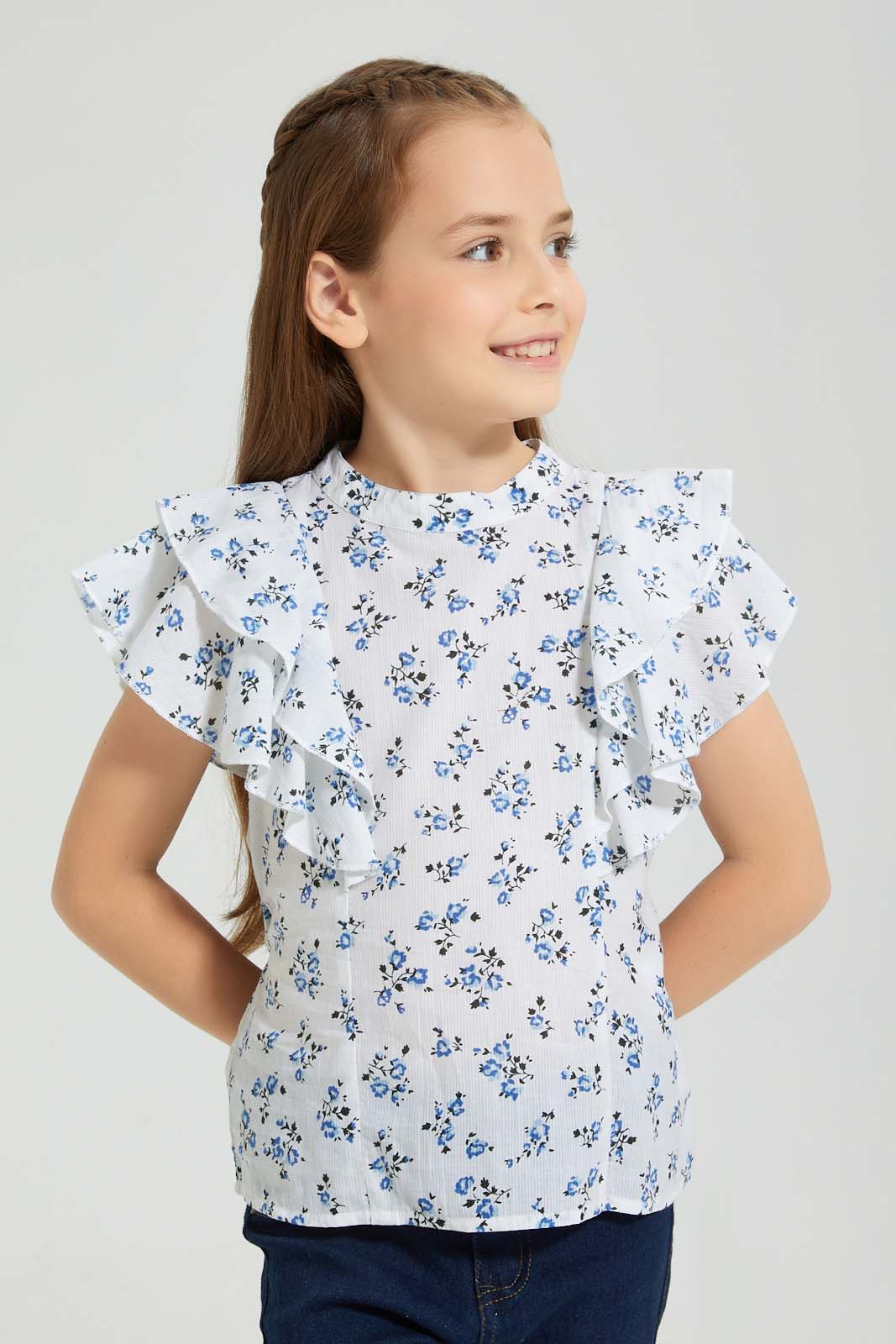 Redtag-White-Printed-Blouse-Colour:White,-Filter:Girls-(2-to-8-Yrs),-Girls-Blouses,-New-In,-New-In-GIR,-Non-Sale,-S22B,-Section:Kidswear-Girls-2 to 8 Years