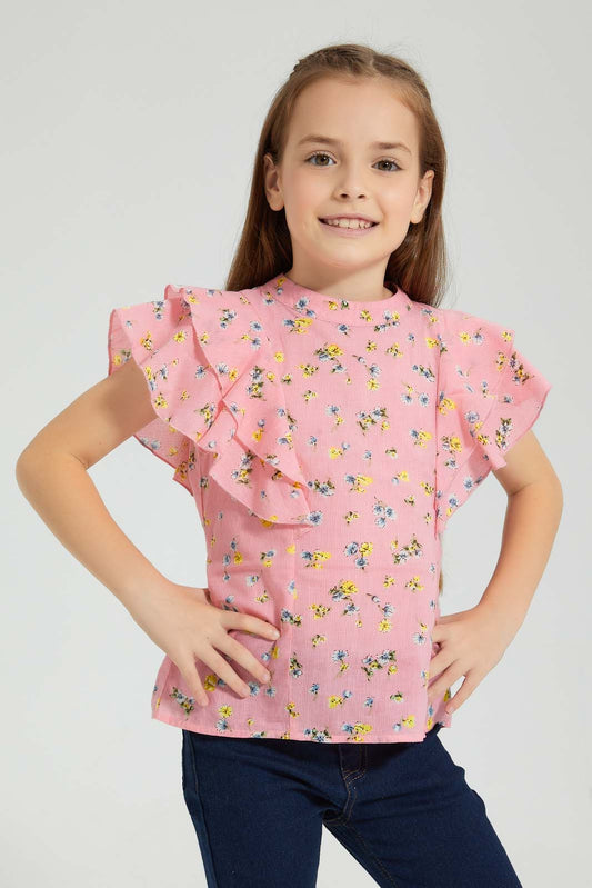 Redtag-Light-Blue-Printed-Blouse-Colour:Blue,-Filter:Girls-(2-to-8-Yrs),-Girls-Blouses,-New-In,-New-In-GIR,-Non-Sale,-S22B,-Section:Kidswear-Girls-2 to 8 Years