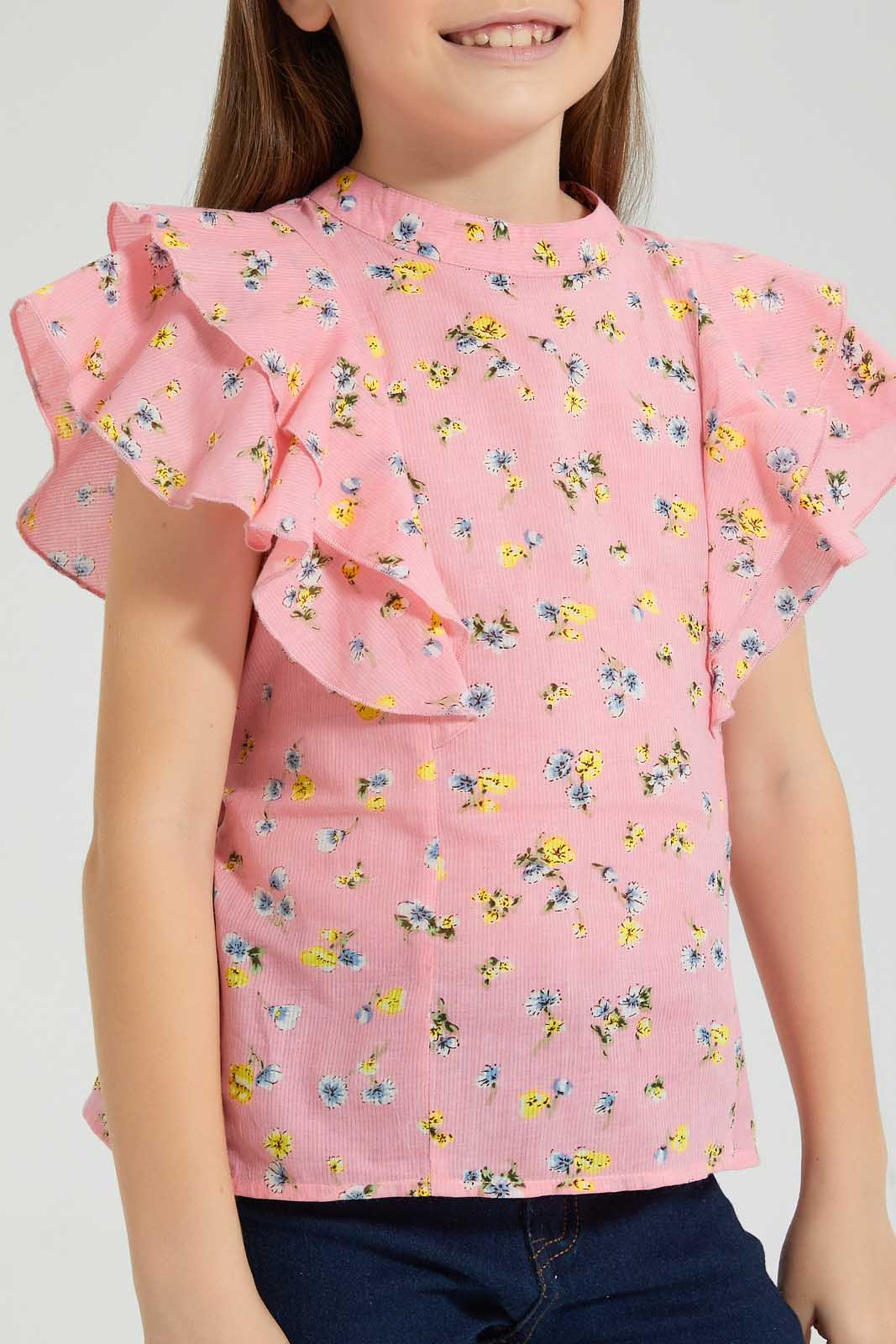 Redtag-Light-Blue-Printed-Blouse-Colour:Blue,-Filter:Girls-(2-to-8-Yrs),-Girls-Blouses,-New-In,-New-In-GIR,-Non-Sale,-S22B,-Section:Kidswear-Girls-2 to 8 Years