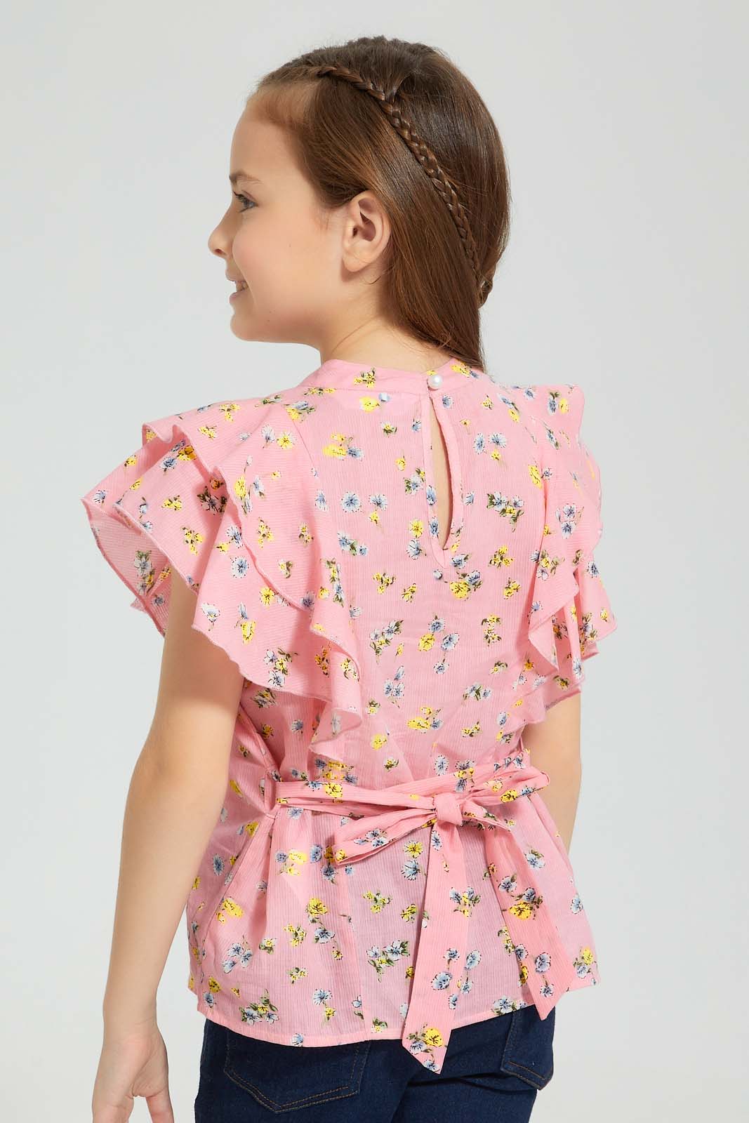 Redtag-Light-Blue-Printed-Blouse-Colour:Blue,-Filter:Girls-(2-to-8-Yrs),-Girls-Blouses,-New-In,-New-In-GIR,-Non-Sale,-S22B,-Section:Kidswear-Girls-2 to 8 Years