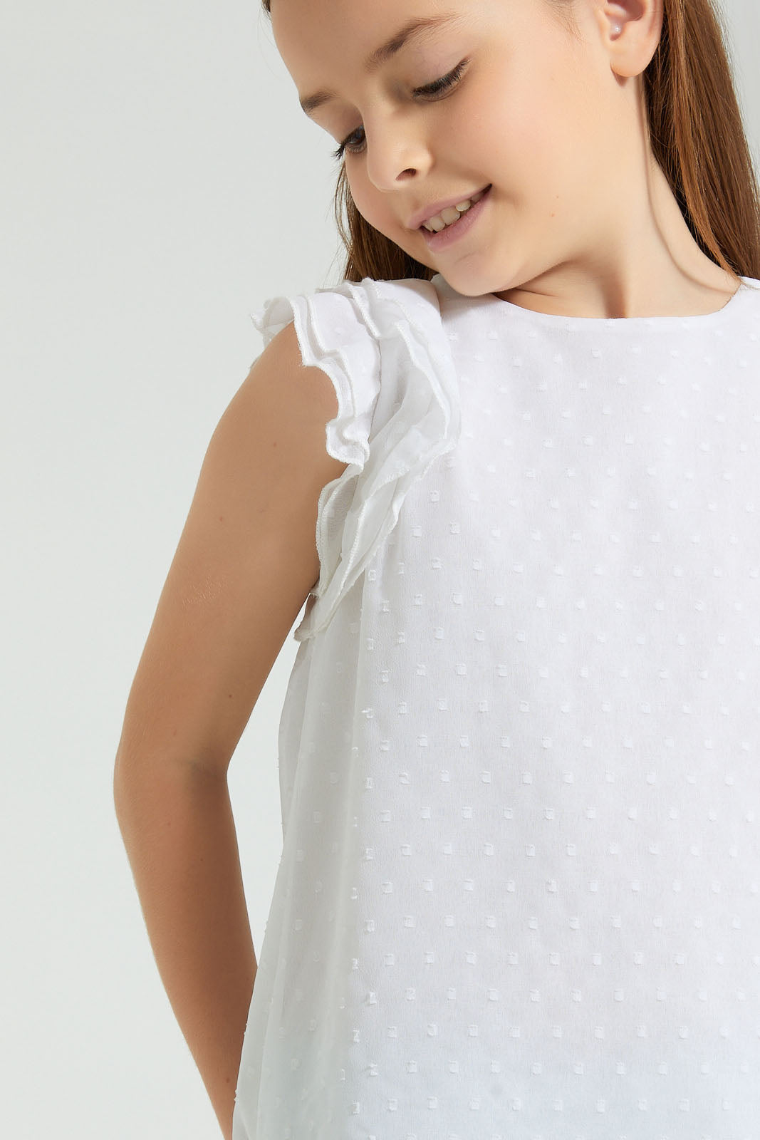 Redtag-White-Textured-Blouse-Colour:White,-Filter:Girls-(2-to-8-Yrs),-Girls-Blouses,-New-In,-New-In-GIR,-Non-Sale,-S22B,-Section:Kidswear-Girls-2 to 8 Years