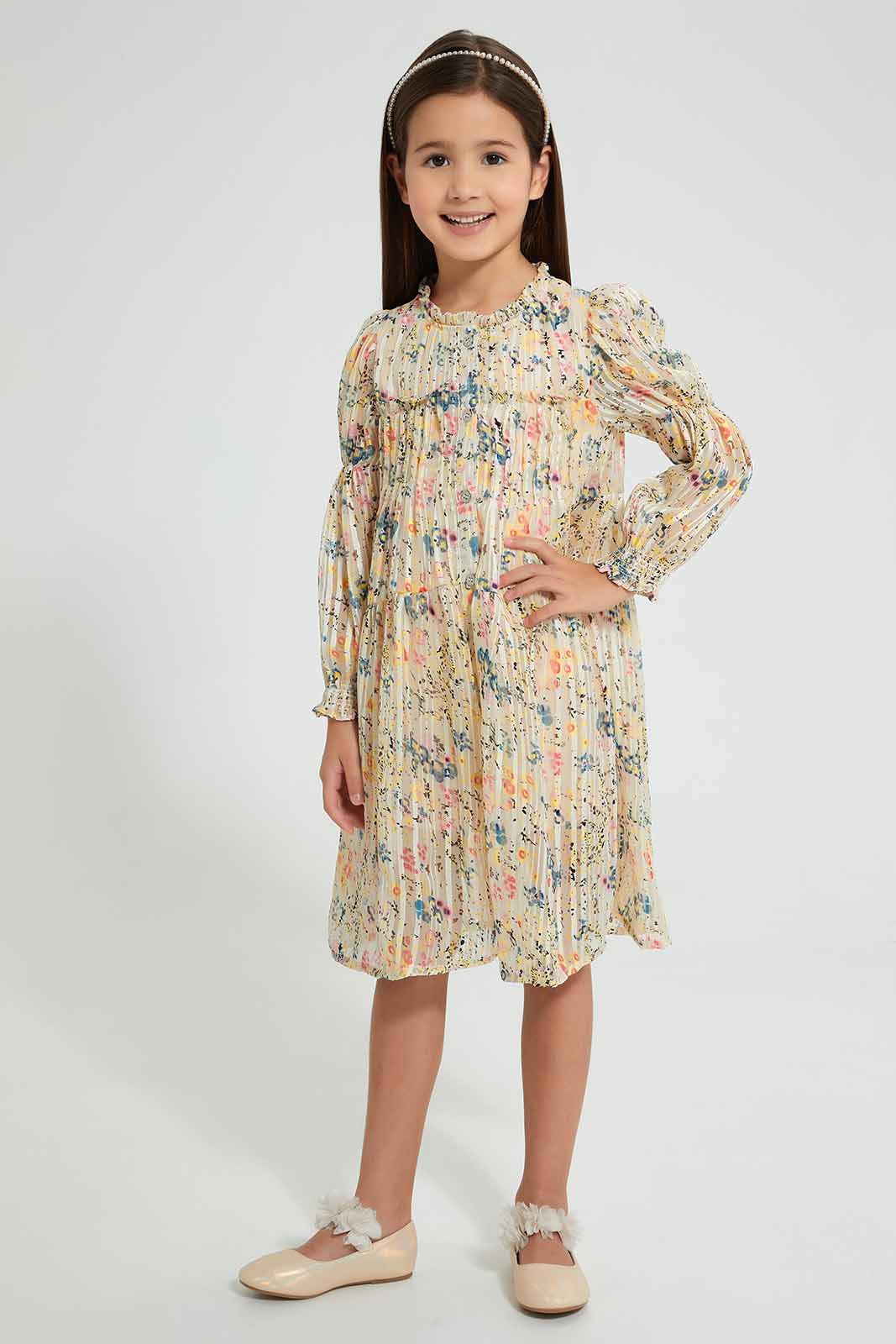Redtag-Assorted-Printed-Shirt-Dress-Dresses-Girls-2 to 8 Years