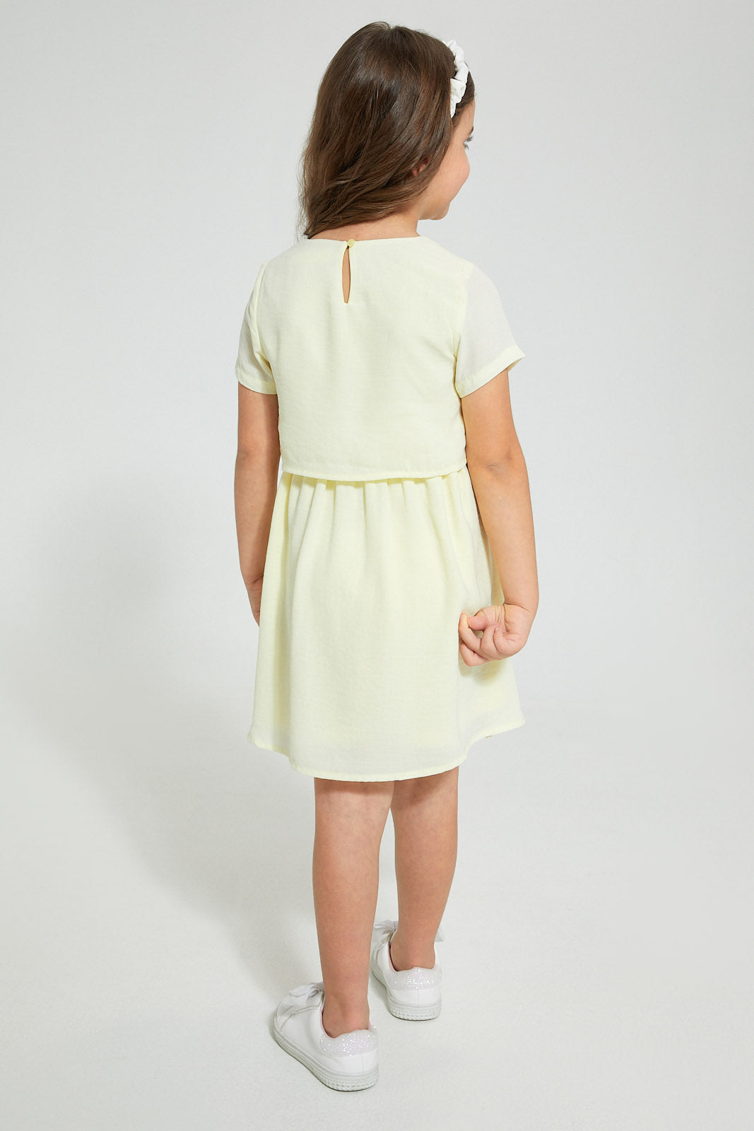 Redtag-Yellow-Knot-Dress-Dresses-Girls-2 to 8 Years