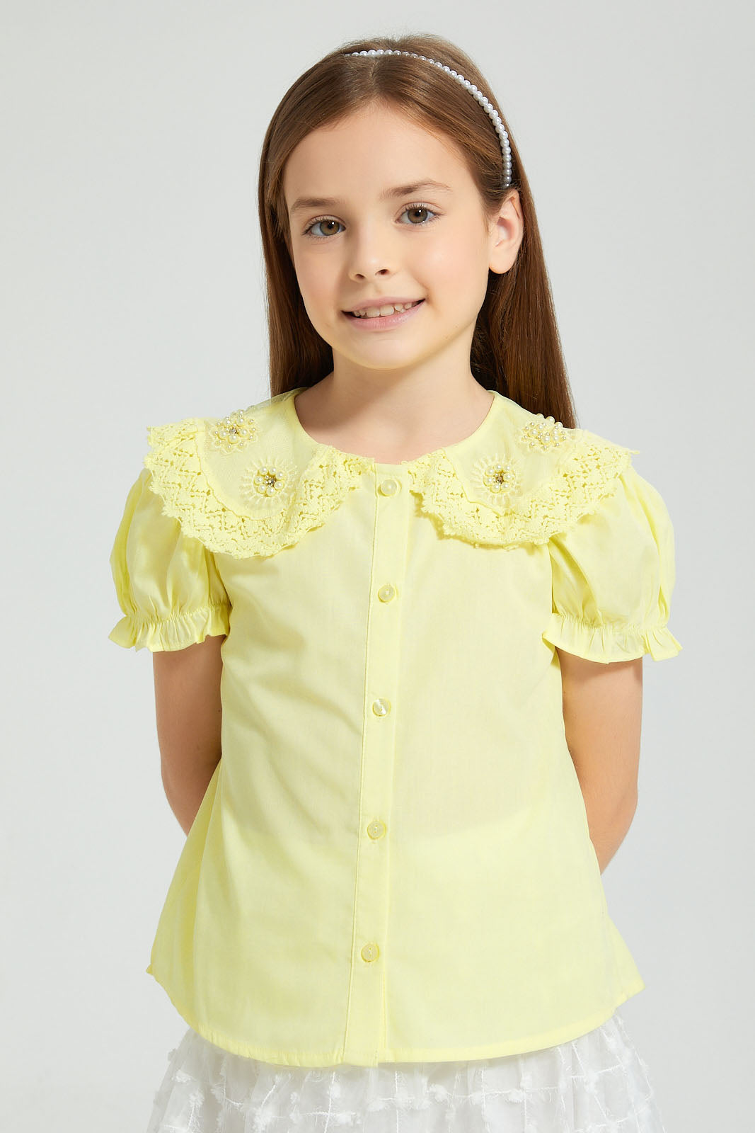 Redtag-Yellow-Embroideredelished-Collared-Shirt-Blouse-Colour:Yellow,-Filter:Girls-(2-to-8-Yrs),-Girls-Blouses,-New-In,-New-In-GIR,-Non-Sale,-S22B,-Section:Kidswear-Girls-2 to 8 Years