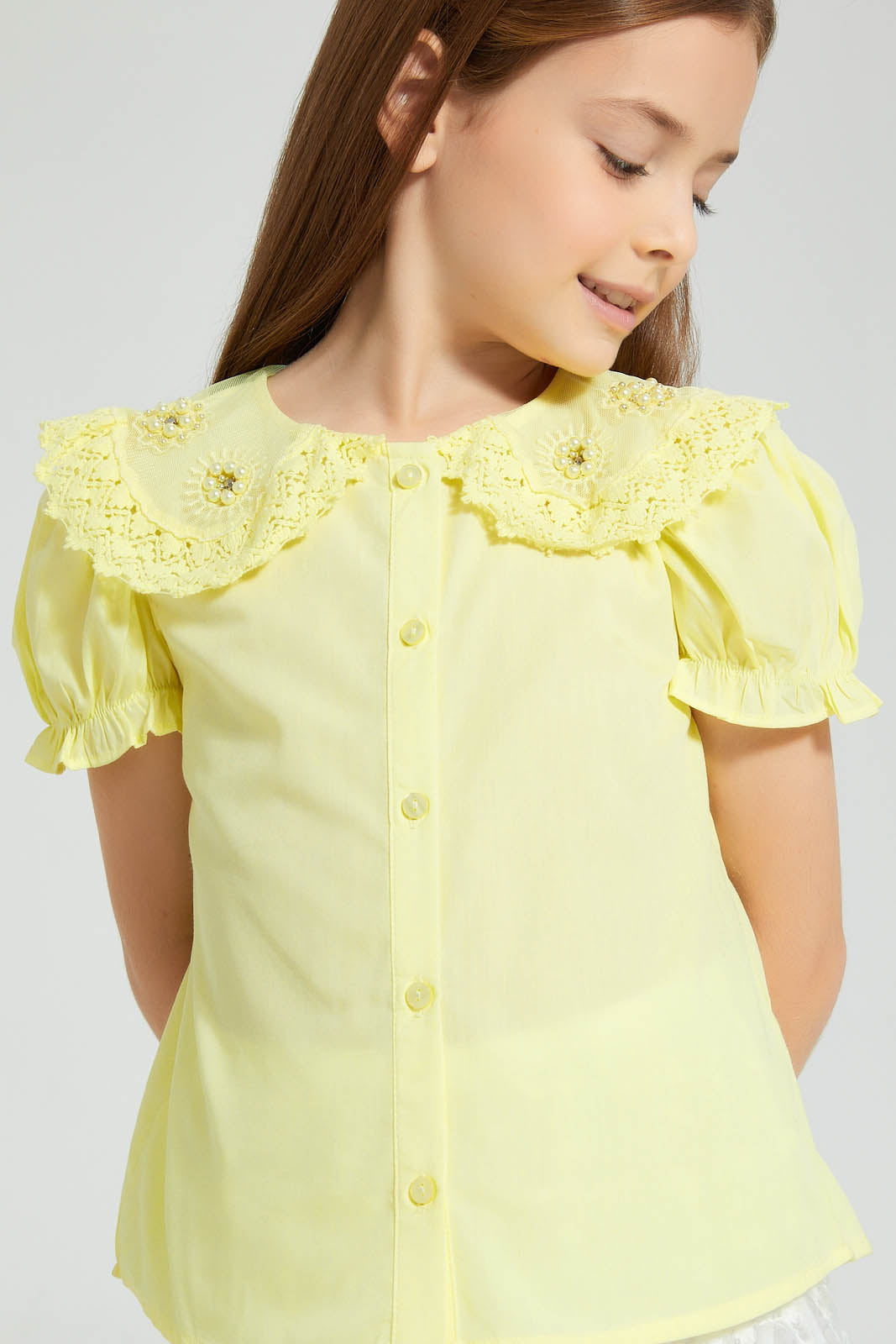 Redtag-Yellow-Embroideredelished-Collared-Shirt-Blouse-Colour:Yellow,-Filter:Girls-(2-to-8-Yrs),-Girls-Blouses,-New-In,-New-In-GIR,-Non-Sale,-S22B,-Section:Kidswear-Girls-2 to 8 Years