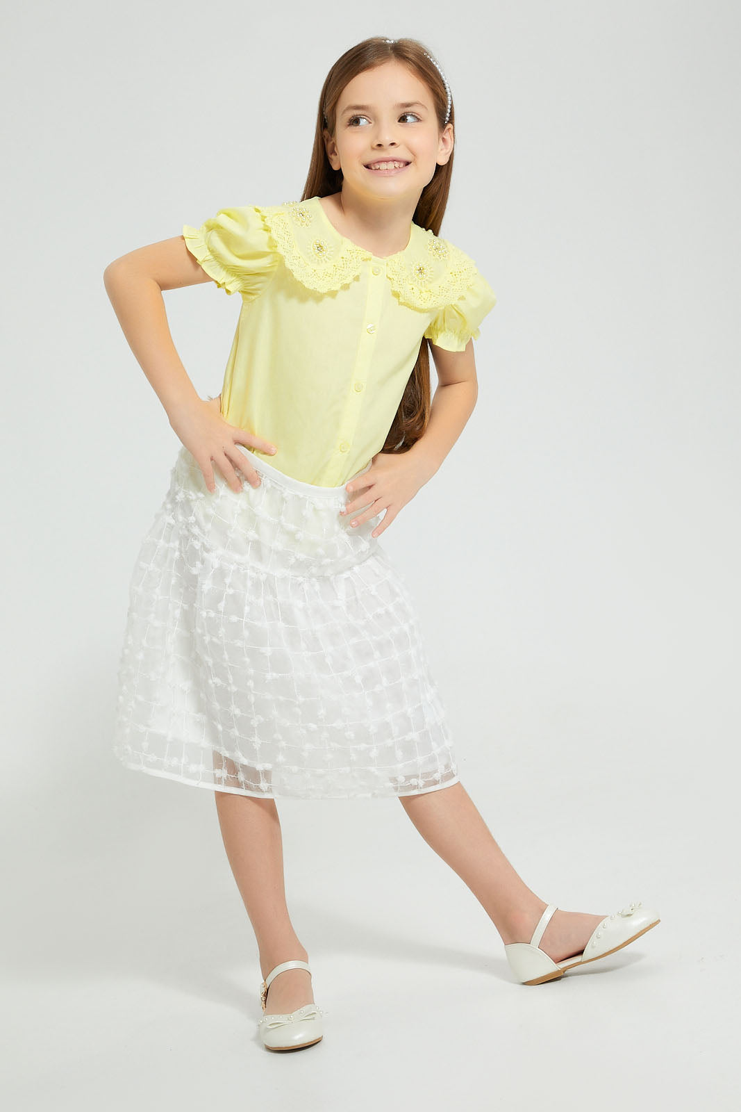 Redtag-Yellow-Embroideredelished-Collared-Shirt-Blouse-Colour:Yellow,-Filter:Girls-(2-to-8-Yrs),-Girls-Blouses,-New-In,-New-In-GIR,-Non-Sale,-S22B,-Section:Kidswear-Girls-2 to 8 Years
